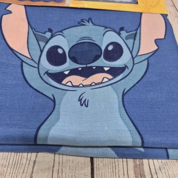 Disney Stitch Shower Curtain Set 72 In X 72 In  - 12 Metal Roller Hooks, New - Picture 2 of 8